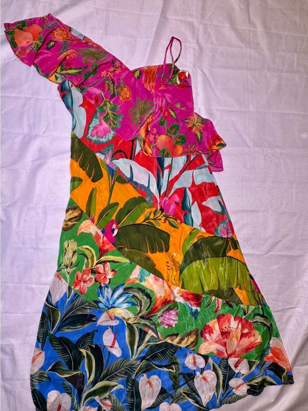 FARM Rio Tropical Ruffle One Shoulder Midi Maxi Dress XL See Description 🙏🏼 - Picture 16 of 16